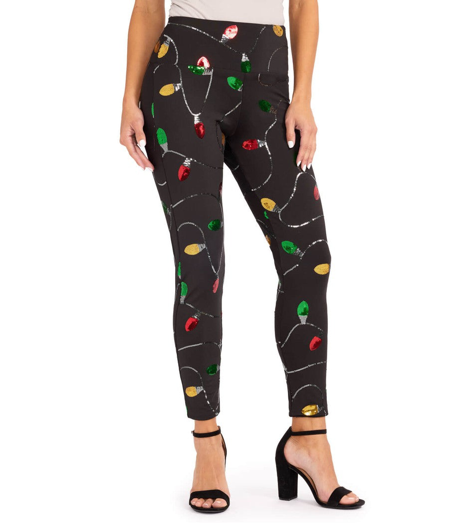 Christmas Lights High Waisted Leggings Women s Christmas Outfits Tipsy Elves