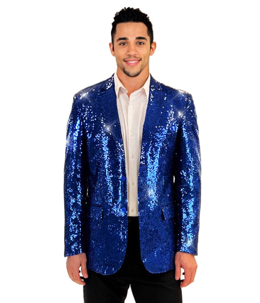 Blue Sequin All Over Blazer: Men's Hanukkah Outfits