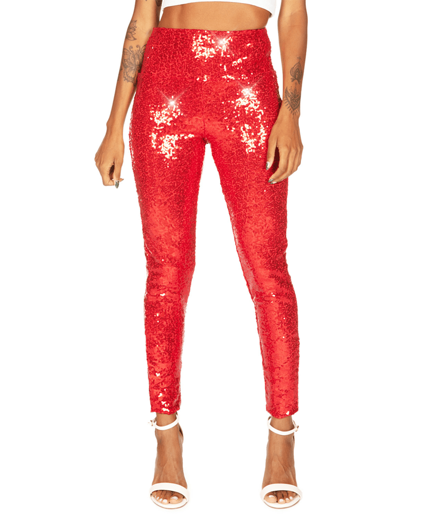 Zara Seamless High Waisted Ribbed Leggings Festive Holiday XS-Small in Red