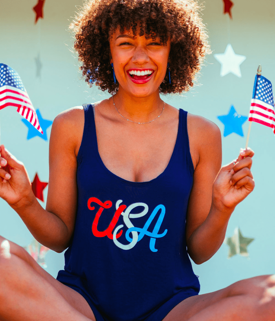 USA The Beautiful Tank Top Women's Patriotic Outfits Tipsy Elves