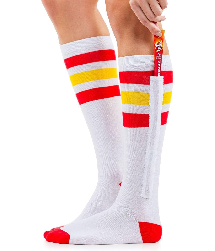 Women's Vintage Stripe Socks - Purple, Yellow, & White