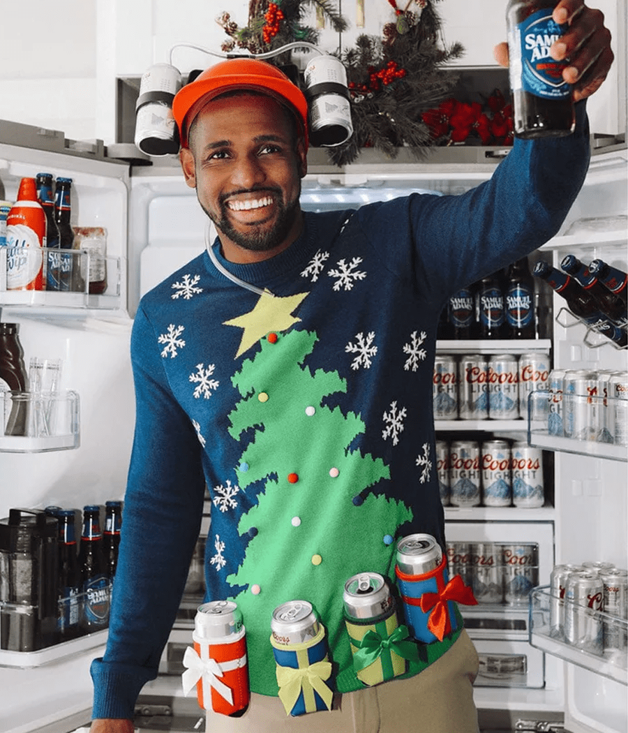 Men's Christmas Tree with Beer Holsters Ugly Christmas Sweater | Tipsy Elves