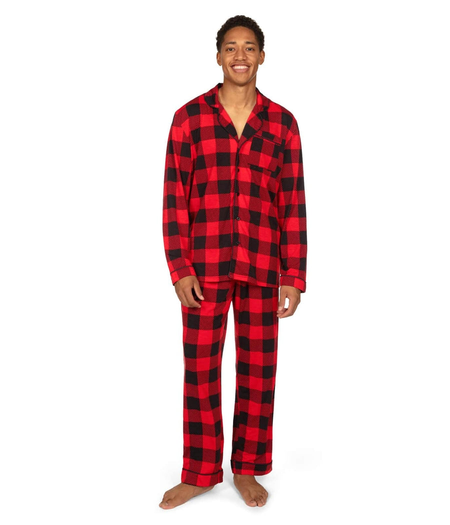 2-Piece Plaid Flannel Pajama Set - Christmas Red / M