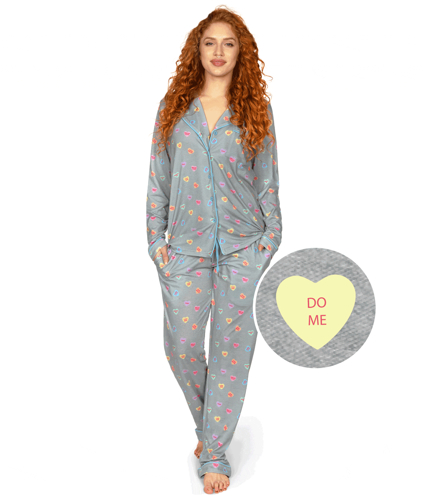 Just Love Women Pajama Pants / Sleepwear / Holiday Prints (Hearts White,  3X) 