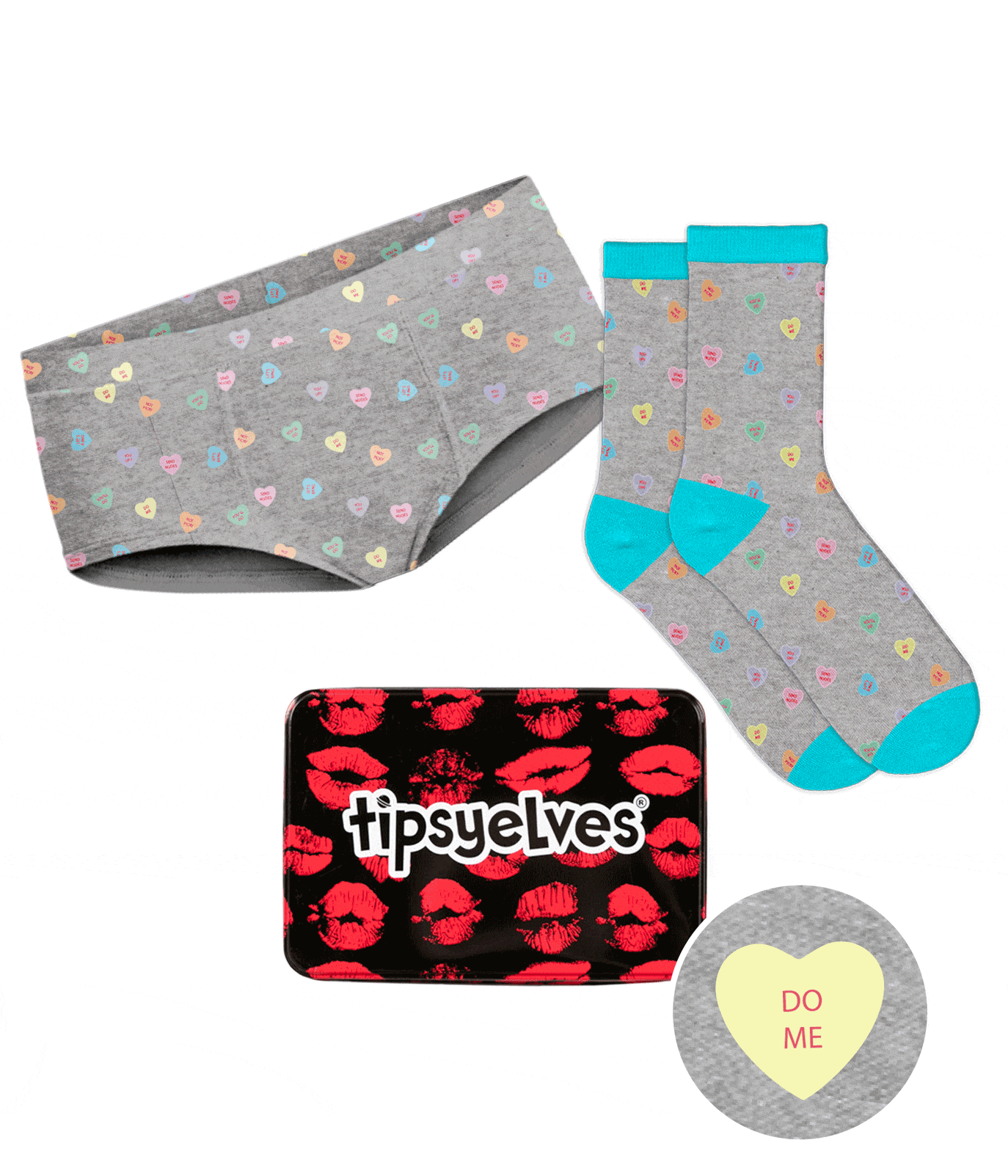 Candy Hearts Underwear & Socks Gift Set: Women's Valentine's Gifts