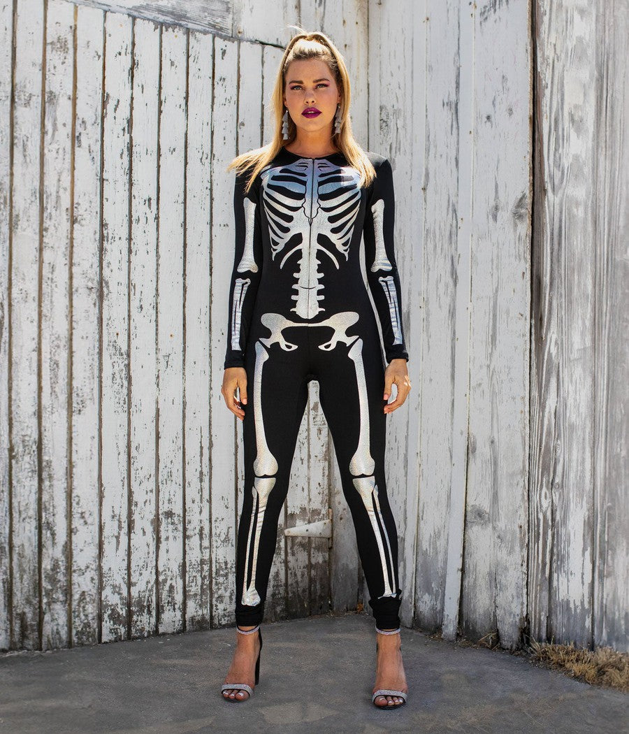 Shimmer Skeleton Bodysuit Costume Image 2