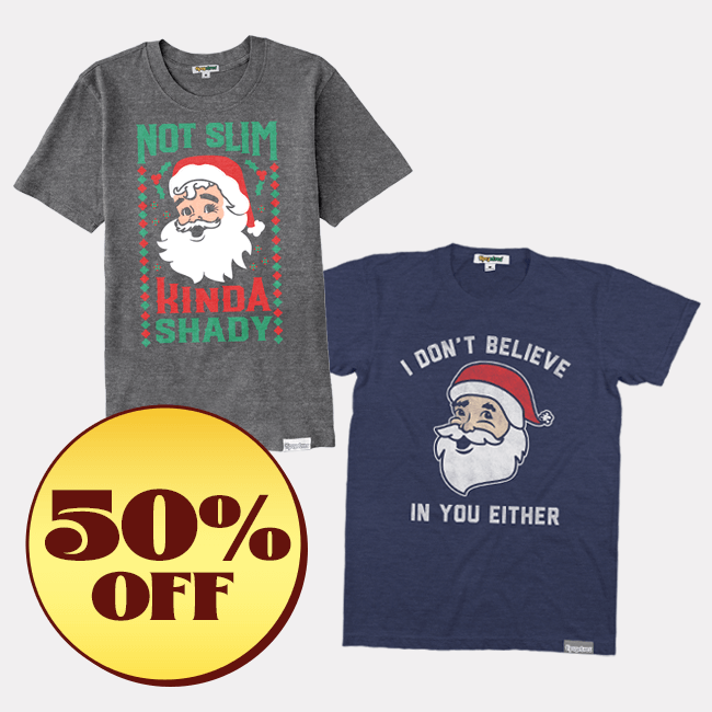 shop christmas shirts - image of women's not so slim kinda shady tee and men's don't believe you either tee