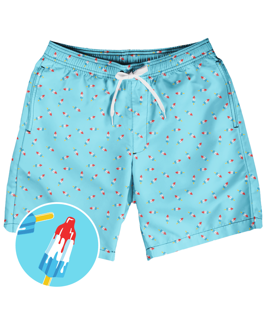 Patriotic Pops Stretch Swim Trunks: Men's Patriotic Outfits | Tipsy Elves