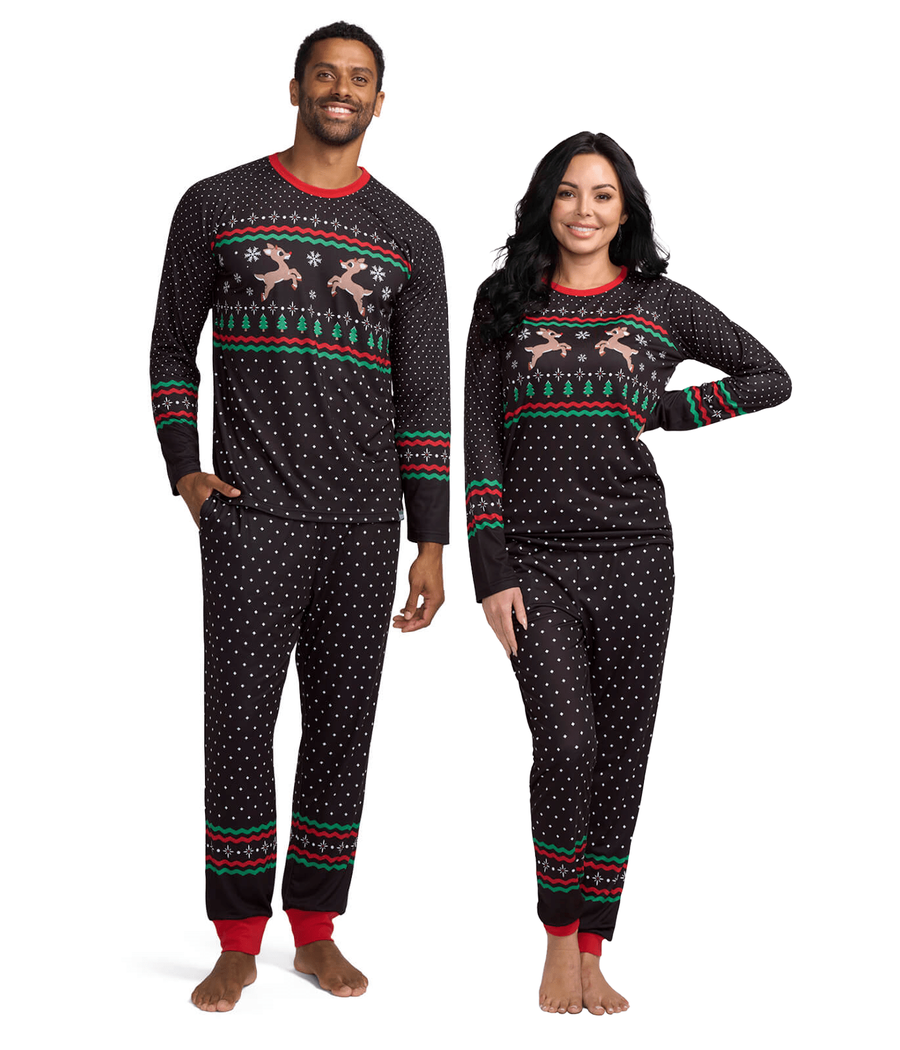 Matching Fair Isle Rudolph Couples Pajamas Primary Image