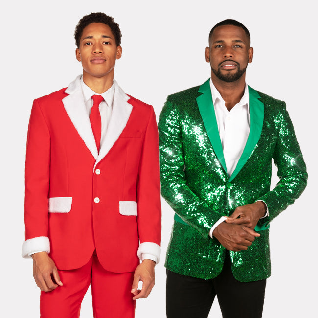 shop blazers - Men's Furry Santa Blazer and Men's Green Sequin All Over Blazer