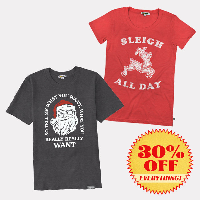 shop graphic shirts - women's sleigh all day and women's tell me what you want oversized tee