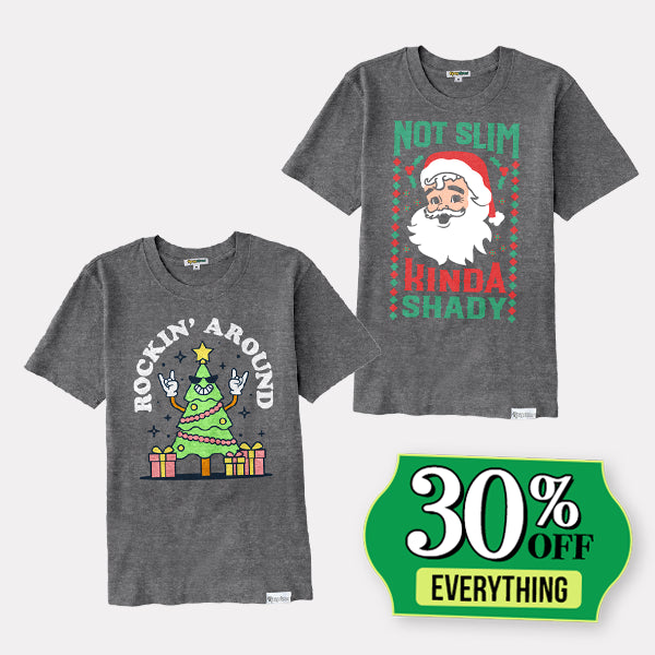 shop 30% off christmas tees - image of women's not so slim kinda shady oversized boyfriend tee and women's rockin around oversized boyfriend tee