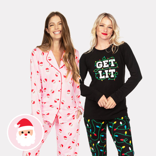 shop pajamas - Women's Get Lit and Women's Pink Sant Pajama Set