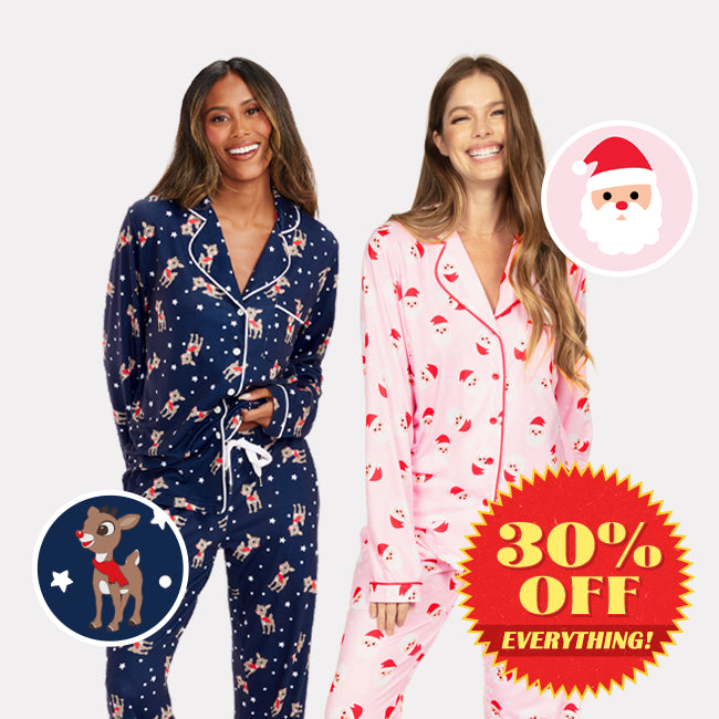 shop christmas pajamas - Women's Rudolph Pajama Set and women's pink santa pajama set