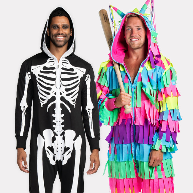 shop costumes - men's skeleton costume and men's pinata costume