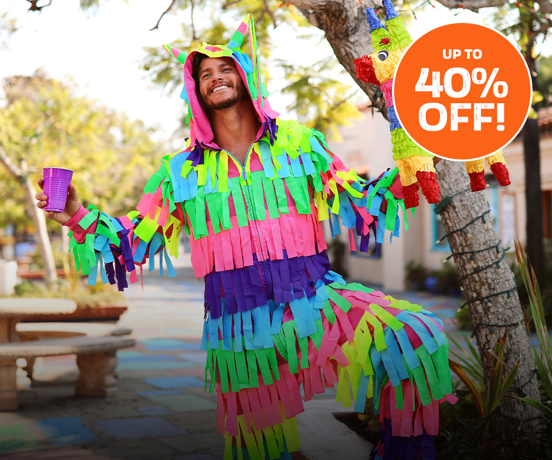 shop mens halloween costumes - model wearing mens pinata costume