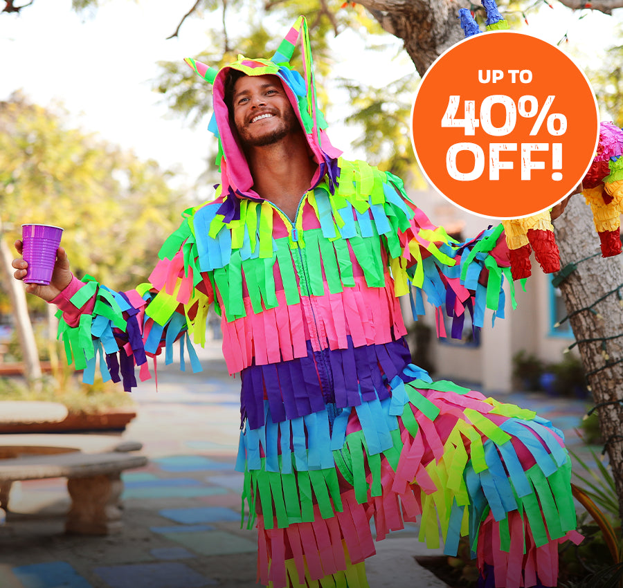 shop mens halloween costumes - model wearing mens pinata costume