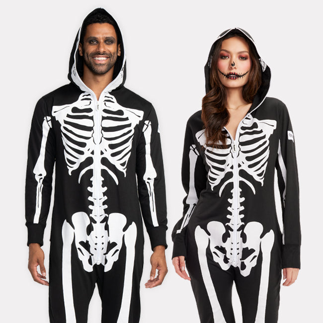 shop costumes - men's skeleton costume and women's skeleton costume