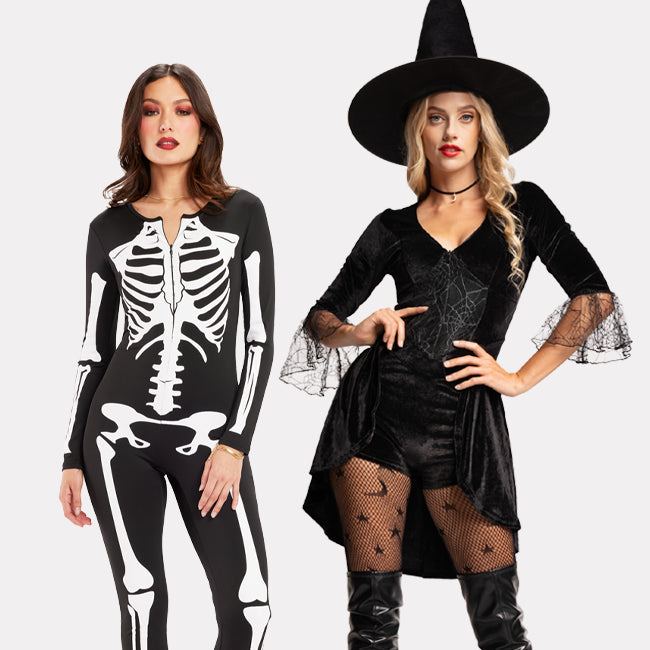 shop bodysuits - women's skeleton bodysuit and women's witch costume