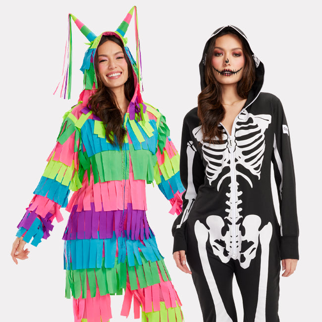 shop costumes - women's pinata costume and women's skeleton costume