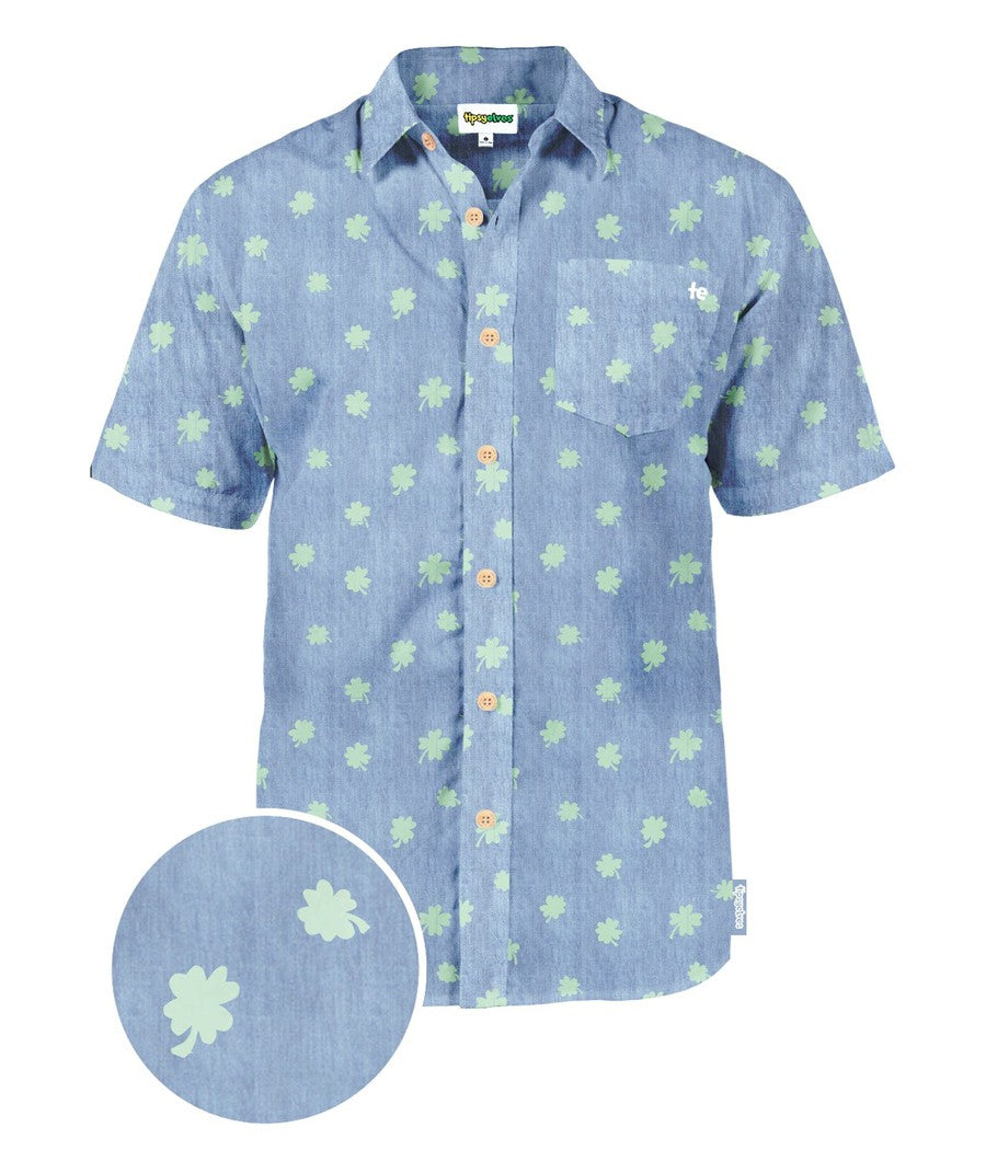 Blue Clover Button Down Shirt: Men's St. Paddy's Day Outfits | Tipsy Elves