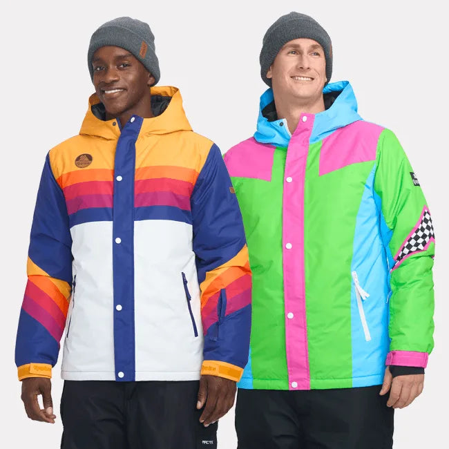 shop mens ski and snow jackets - image of two men wearing snow jackets