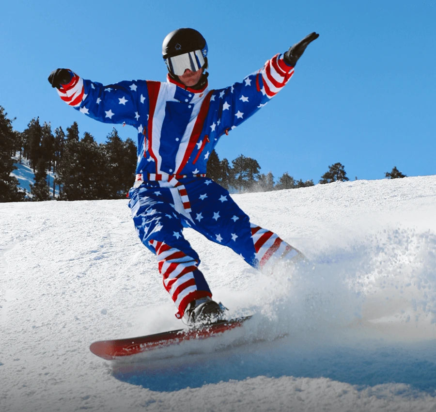 shop mens snow suits - man wearing americana snow suit