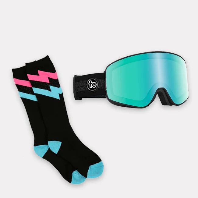 shop snow accessories - image of snow goggles and ski socks