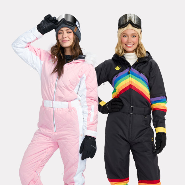 shop ski and snow suits - Women's Midnight Shredder and Women's Powder Pink Snow Suit