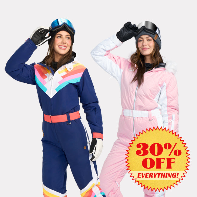 shop ski and snow suits - women's santa fe shredder and women’s powder pink snow suit