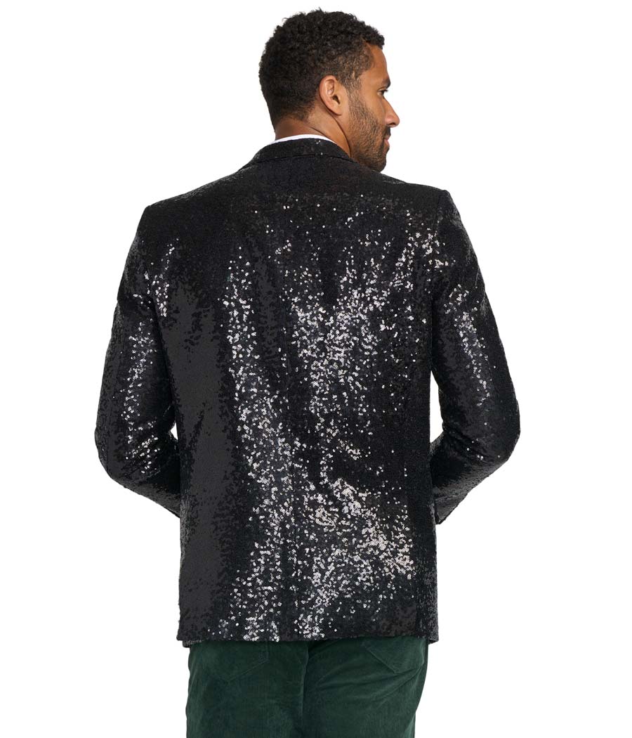 Men's Black Sequin Blazer Image 2