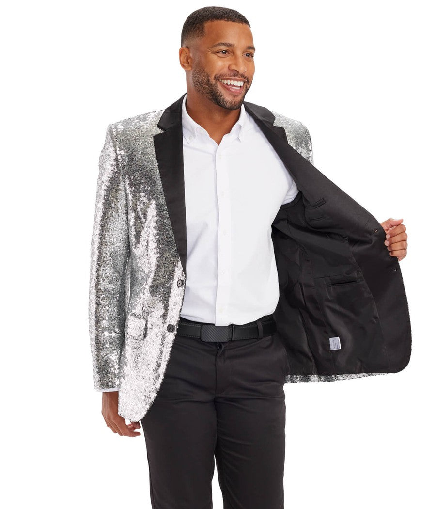 Men's Silver Sequin Blazer