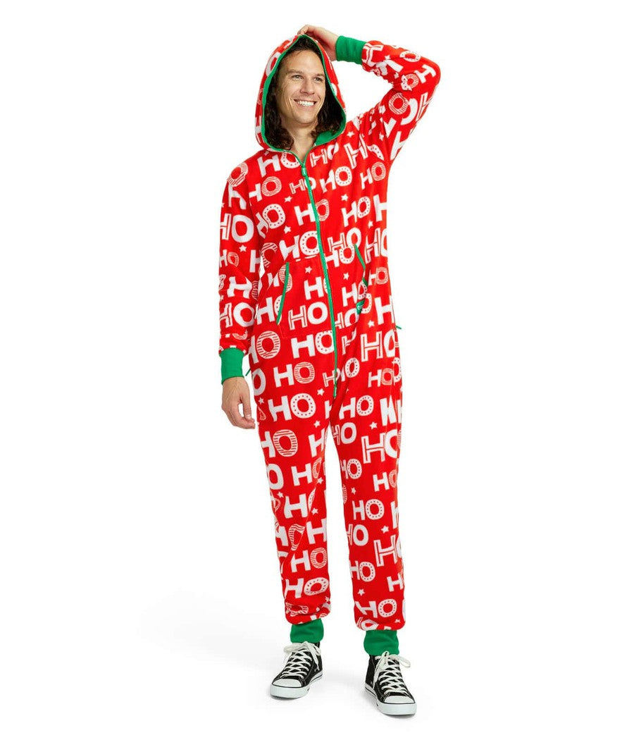 Ho Ho Ho Men's Holiday Christmas Jumpsuit | Tipsy Elves