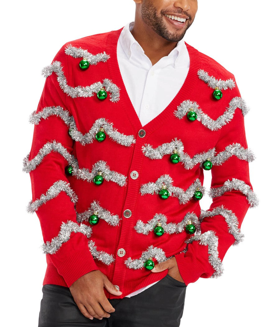 Men's Tinsel Christmas Cardigan Sweater