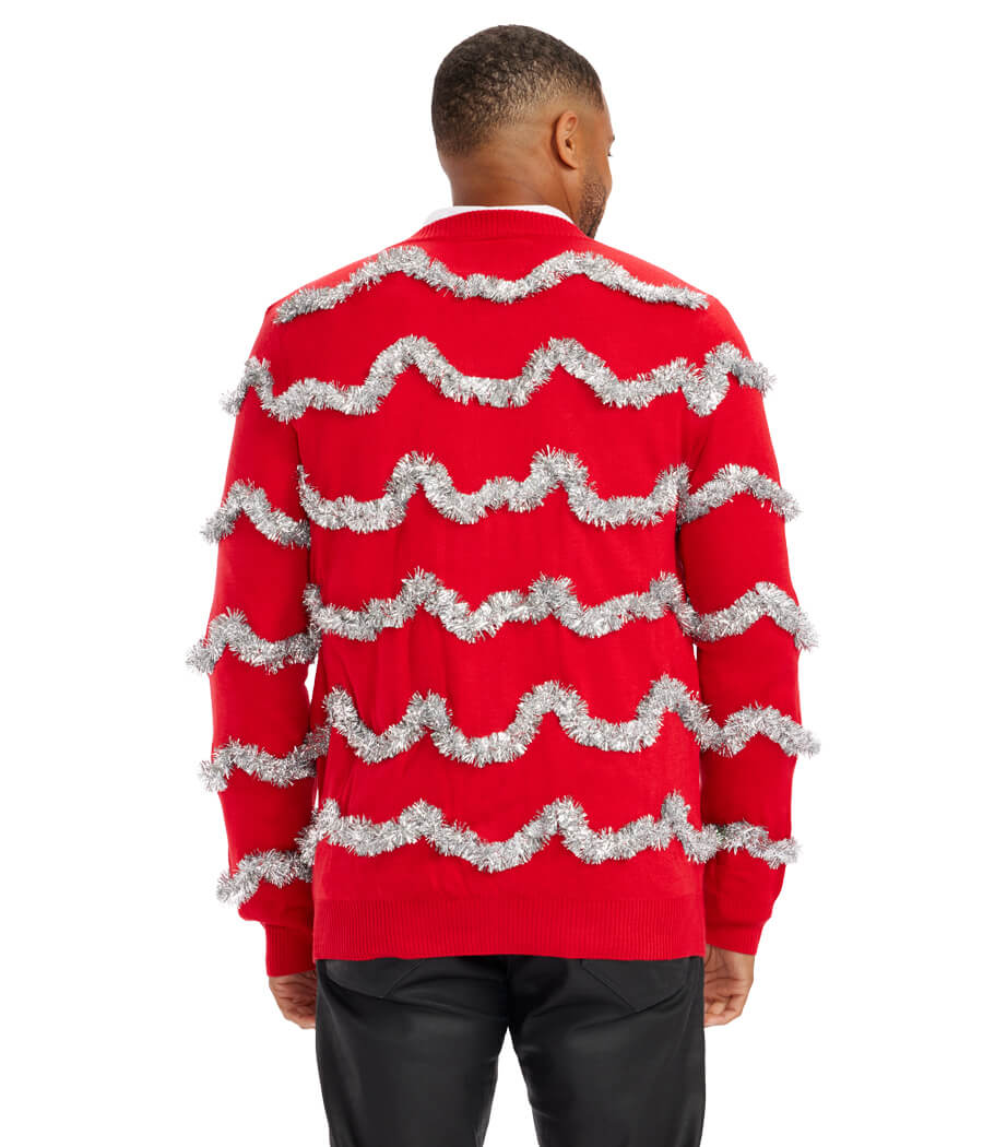 Men's Tinsel Christmas Cardigan Sweater Image 2