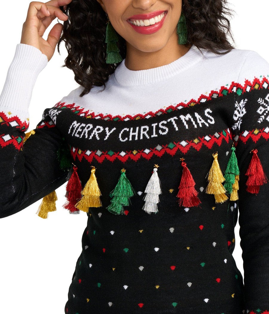 Merry christmas 2025 sweater with tassels