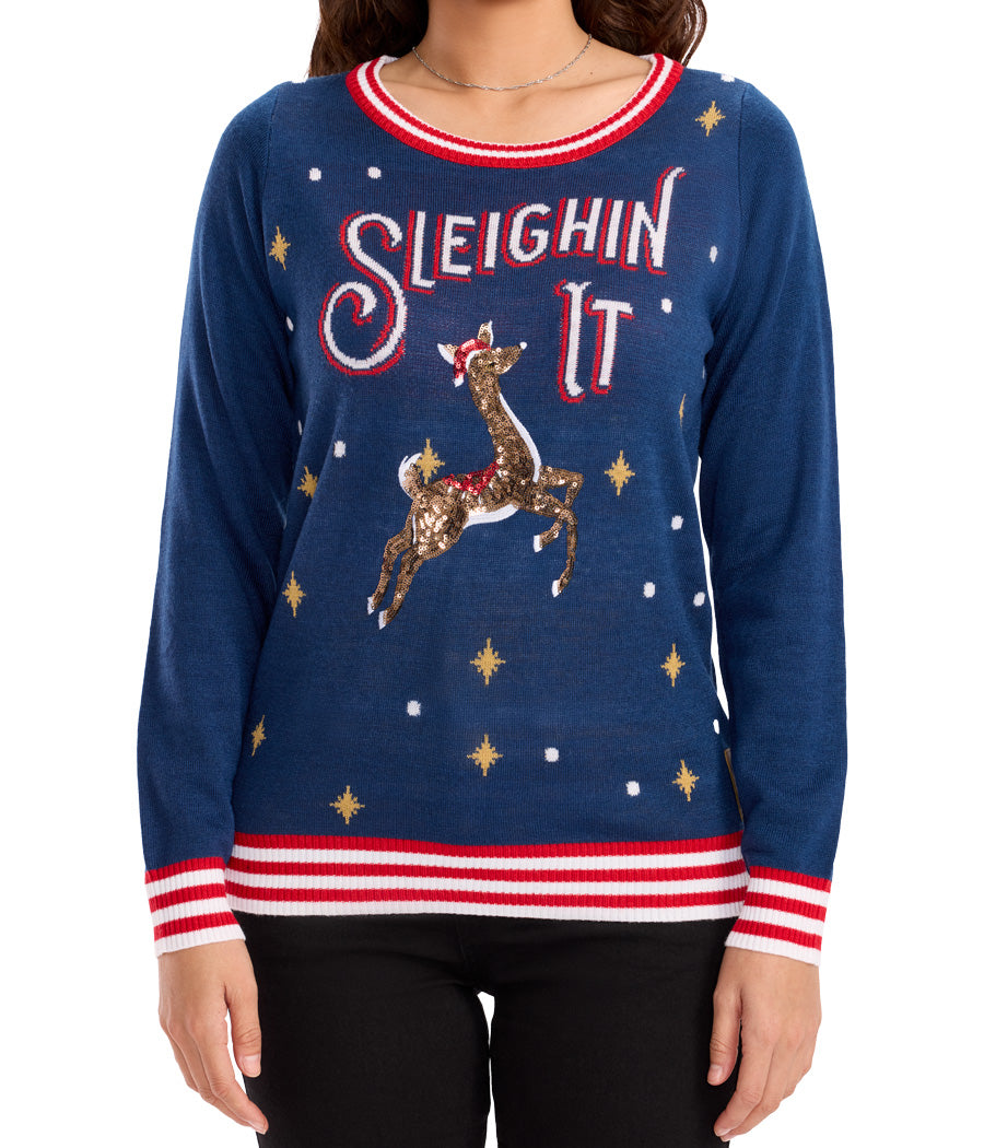 Women's Sleighin' It Ugly Christmas Sweater