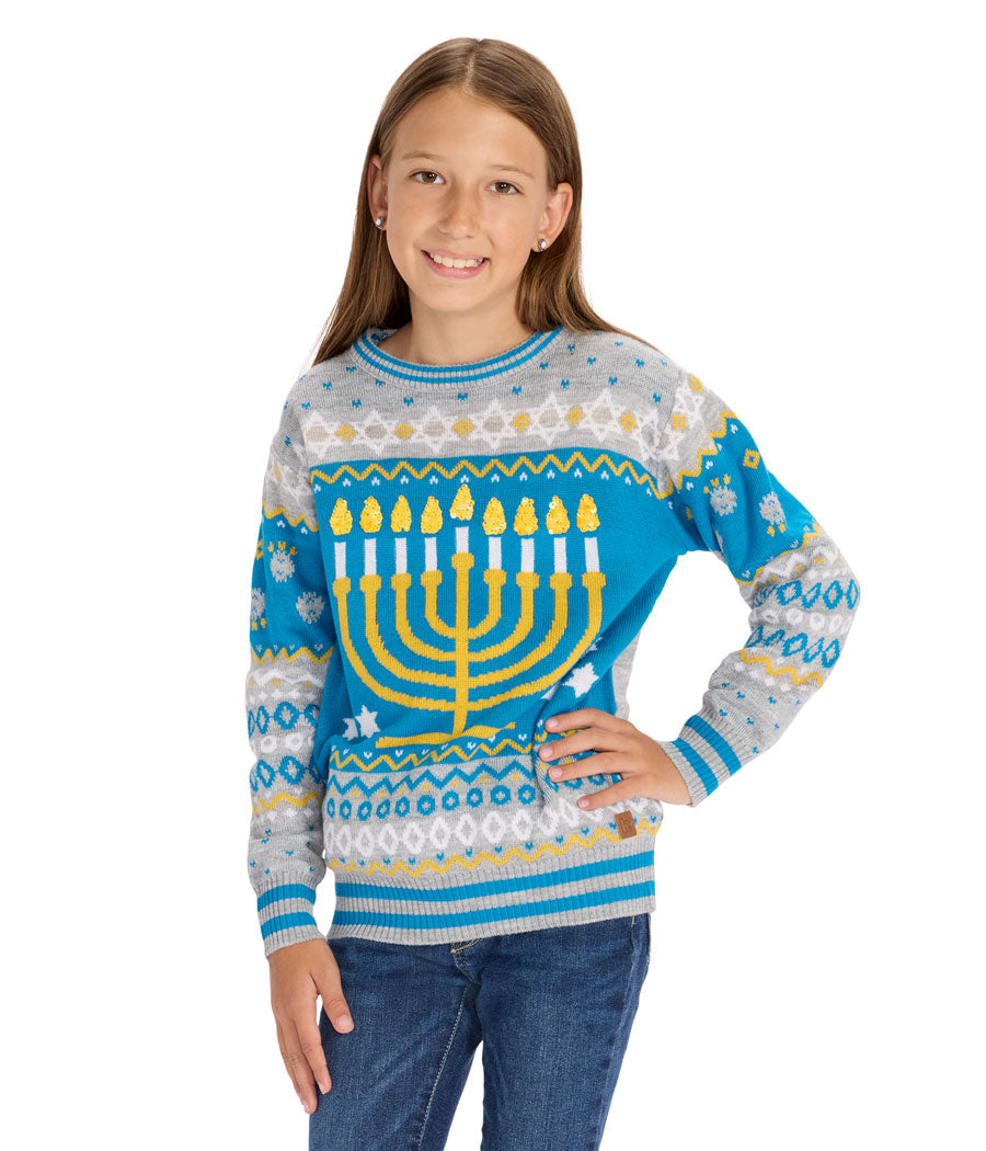 Girl's Reversible Sequin Hanukkah Sweater