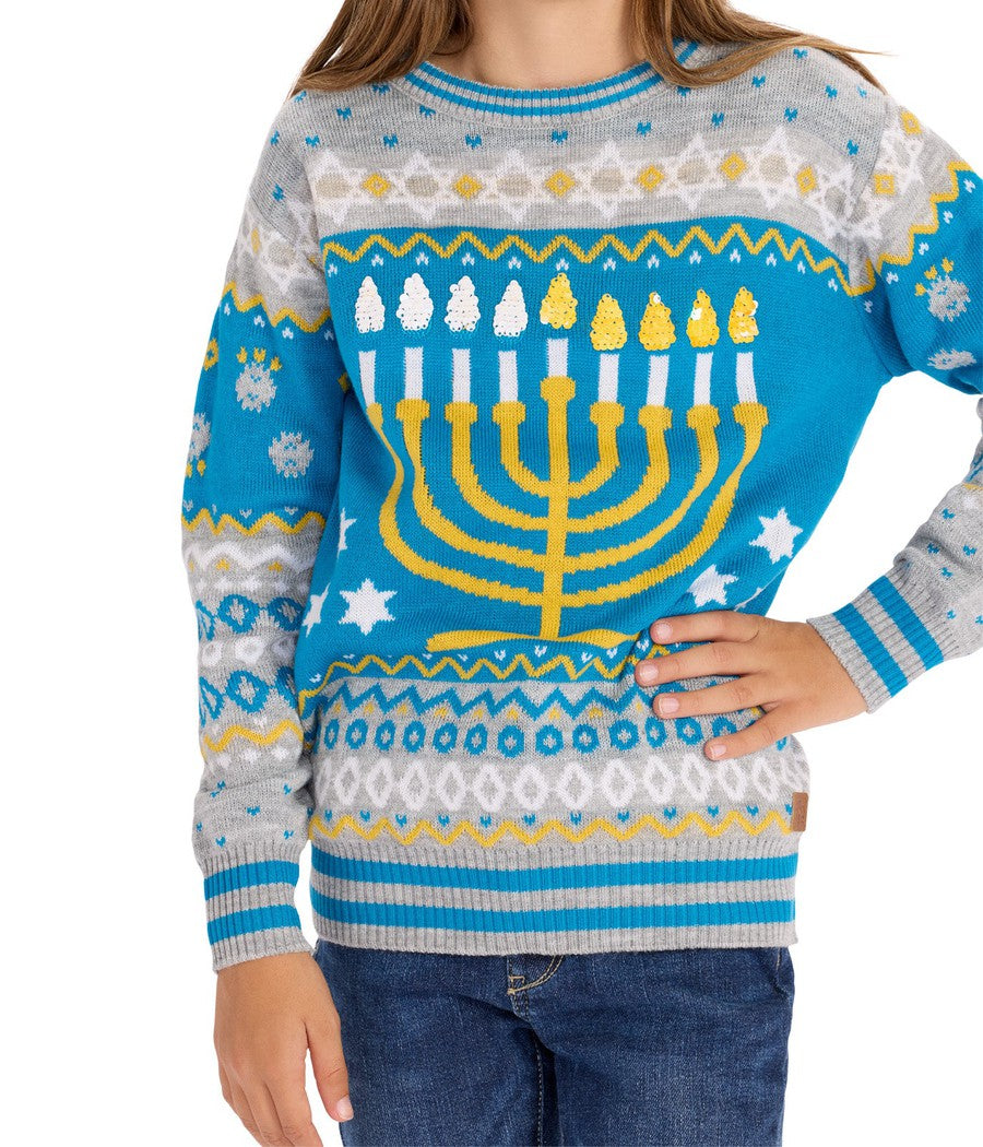 Girl's Reversible Sequin Hanukkah Sweater