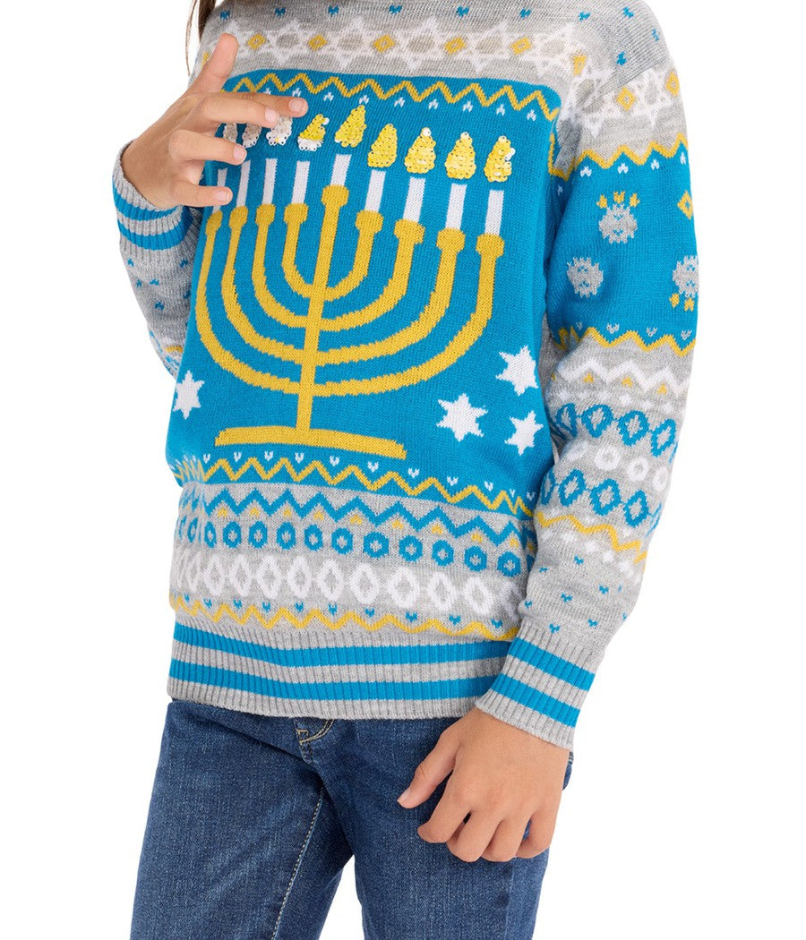 Girl's Reversible Sequin Hanukkah Sweater