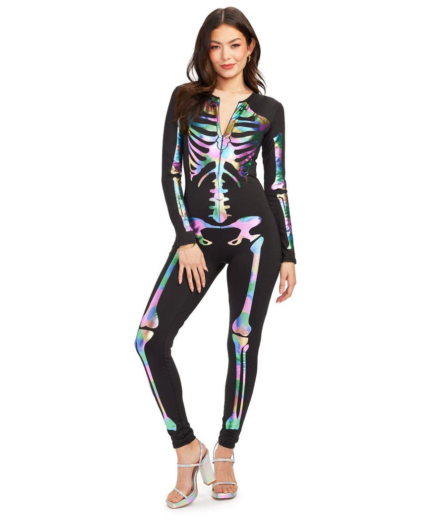 Iridescent Skeleton Bodysuit Costume Womens Halloween Outfits Tipsy Elves 0594