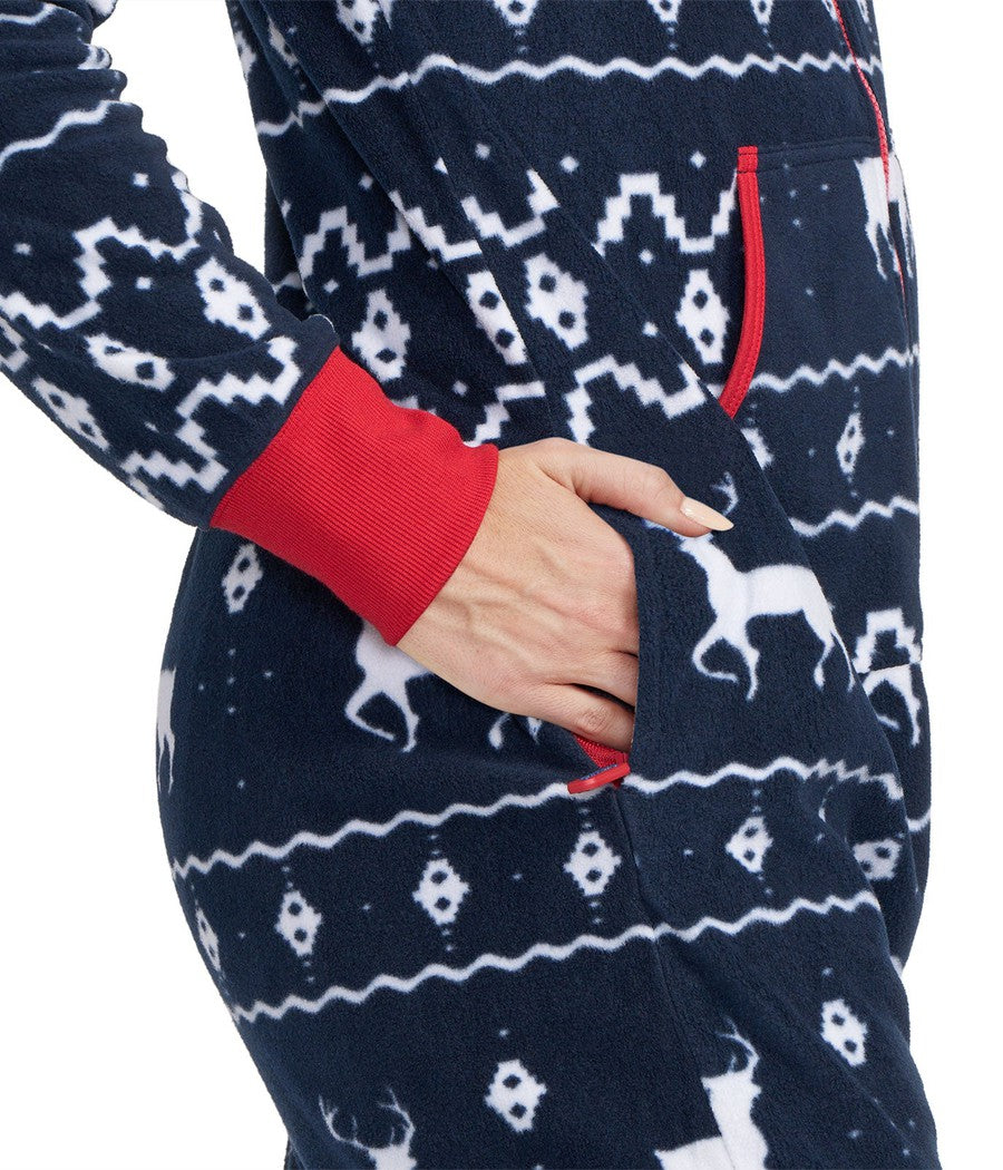 Women's Blue Reindeer Jumpsuit