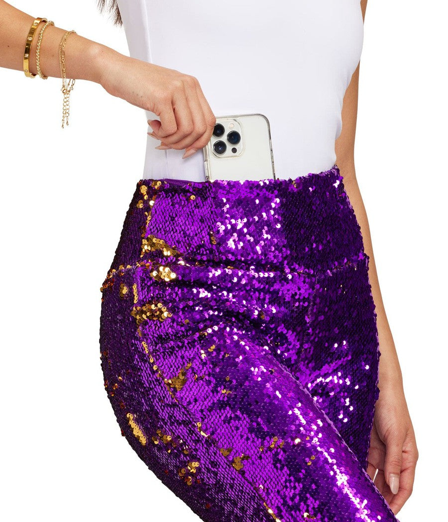 Purple and Gold Reversible Sequin High Waisted Leggings: Women's Mardi Gras  Outfits