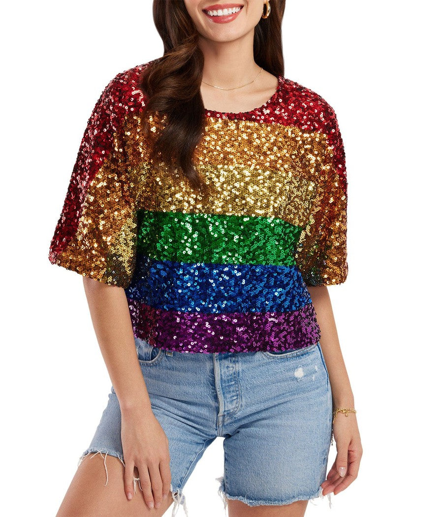 Gay Glitters Sequin Cropped Tee