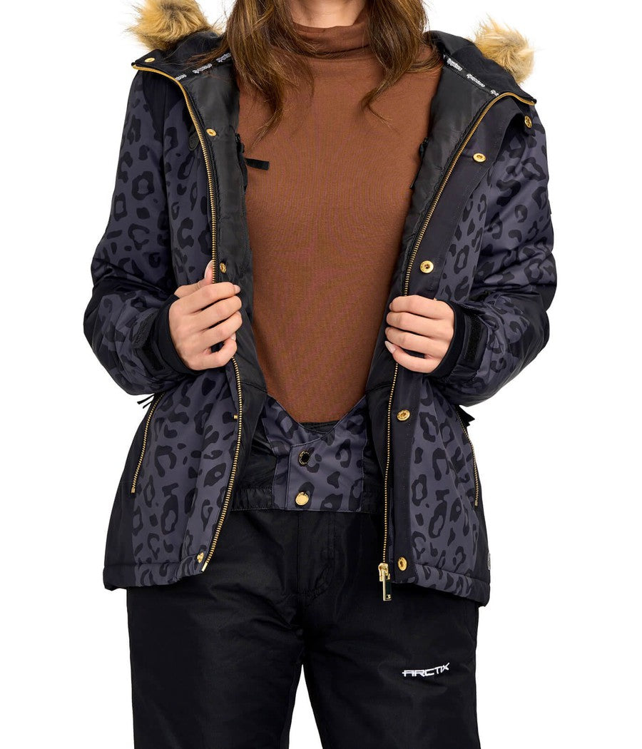 Leopard ski jacket online womens