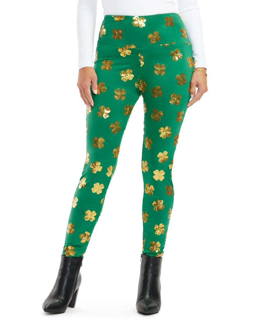 Gold Clover Sequin High Waisted Leggings: Women's St. Paddy's Outfits ...