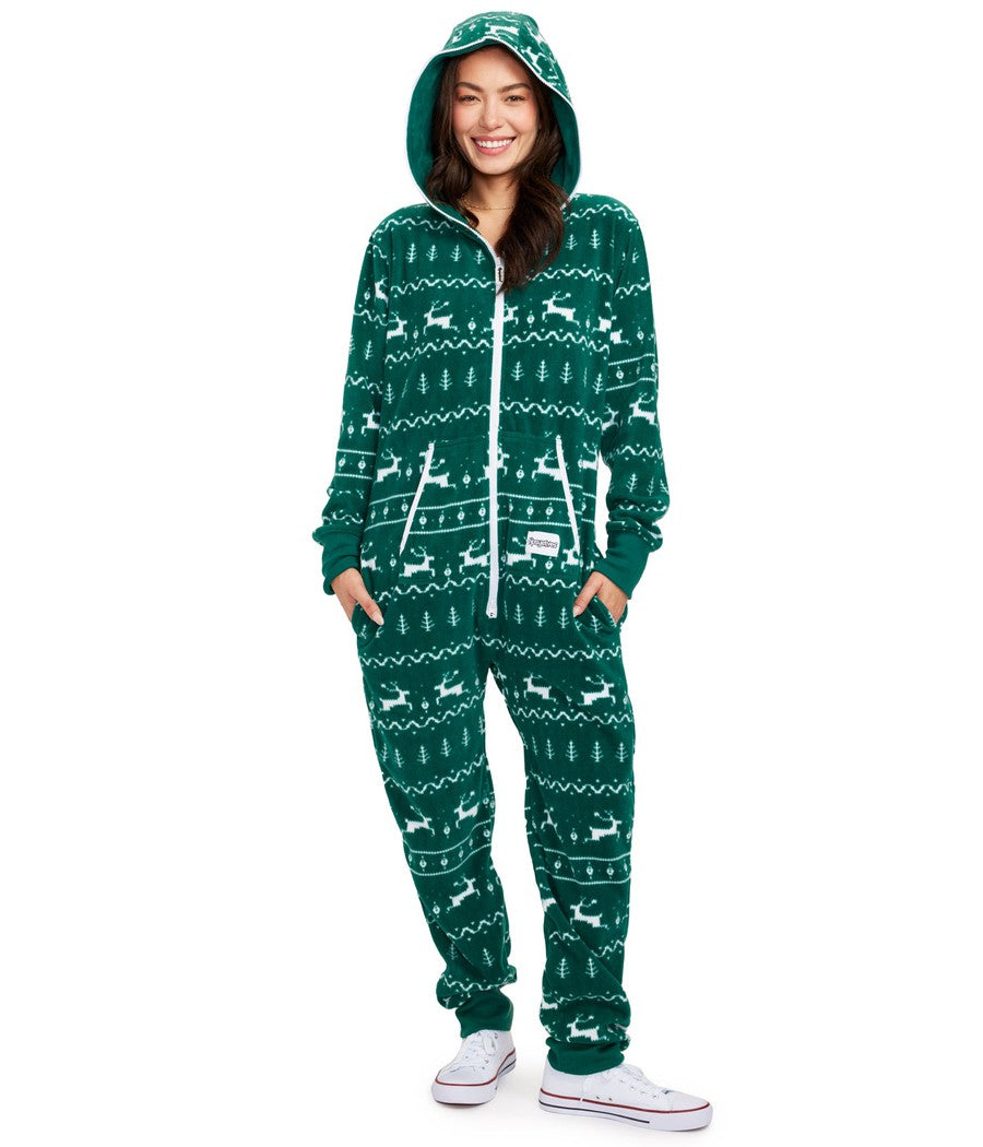 Women's Green Fair Isle Jumpsuit