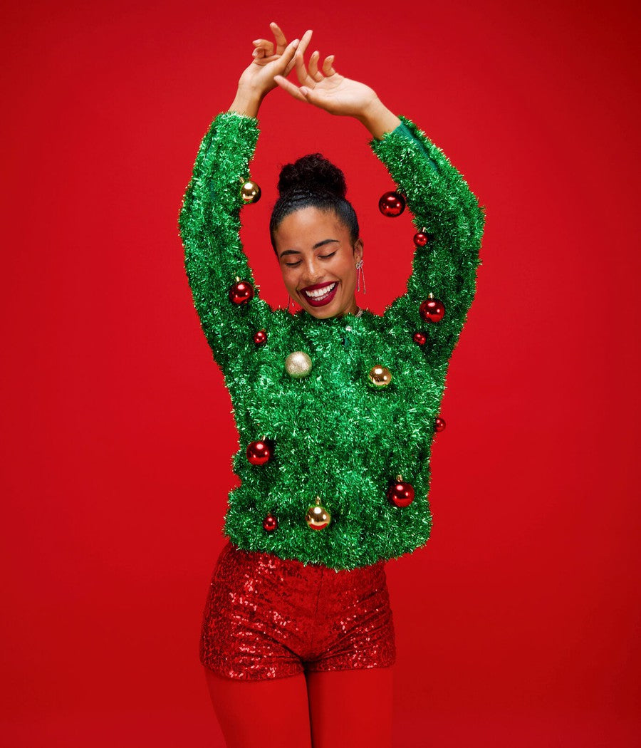 Women's Red Sequin Shorts Image 2