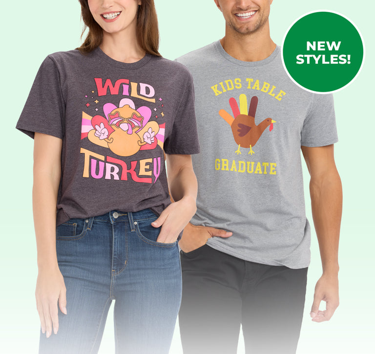 shop thanksgiving clothing - Women's Wild Turkey Oversized Boyfriend Tee and Men's Kids Table Graduate Tee