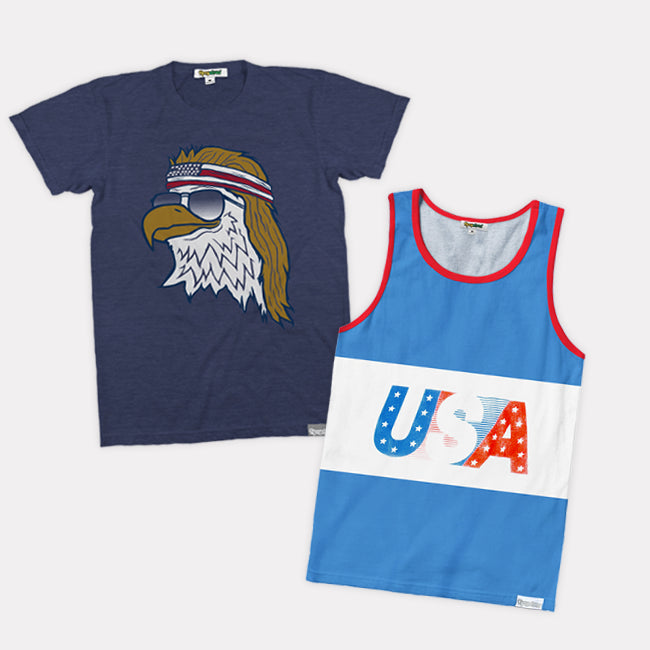 shop graphic shirts - men's epic eagle tee and men's usa tank top